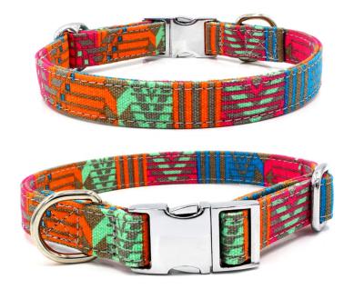 China Reflective Nylon Flower Printing Pattern Adjustable Dog Pet Collars For Small Medium Large Dogs Puppy for sale