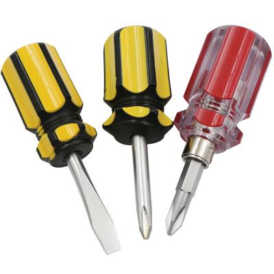 China Plum Blossom Plastic Magnetic Flat-Mouth Phillips Screwdriver Mini Small 2-Mode Ultra-Short Screwdriver for sale