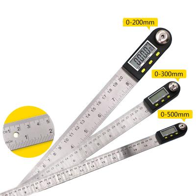 China Stainless+ABS Plastic Stainless+ABS Plastic 360 Gauge 2 Degree In 1 Meter Stainless Steel Ruler Digital Display Woodworking Angle Ruler/0-200/300/500 for sale