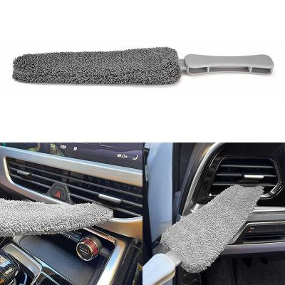 China Pp+ Flannel Pp+ Flannel Car Air Conditioning Vent Cleaning Brush Coral Space Brush Can Be Hanging Electrostatic Dust Brush Adsorption Coral Cloth for sale