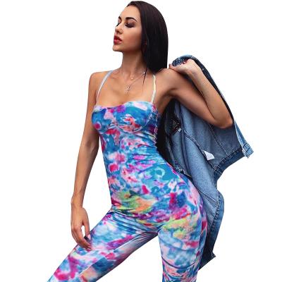 China Women Breathable Clothing Wholesale Fitness Spaghetti Straps African Print One Piece Overalls for sale