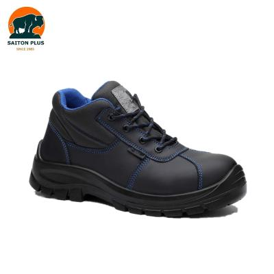 China Factory wholesale waterproof SAITON PLUS full steel toe grain PU leather sole mid cut 6KV insulation electrical hazard protective shoes for sale