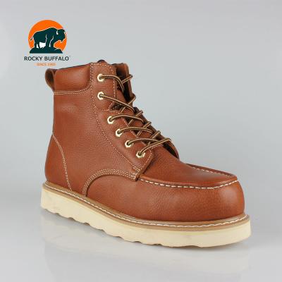 China 6 months quality warranty Rocky Buffalo BrandGenuine leather goodyear safety shoes welt with steel toe caps wholesale online for sale