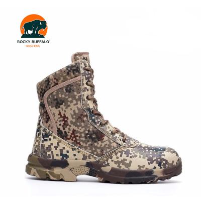 China 6 Months Quality Guarantee Rocky Buffalo Brand 2019 New Camouflage Army Shoes High Ankle Men's Military Boots Wholesale High Quality Jungle Leather for sale