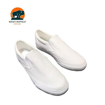 China Anti-Smell Rocky Buffalo White Men Pure Color Canvas Slip-On Shoe No Lace Up Vulcanized Casual Canvas Flats For Men for sale