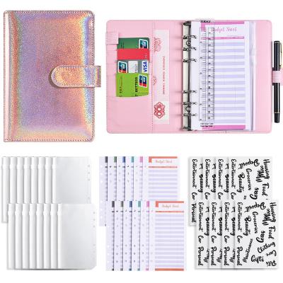 China Spiral Business Notebook Mini Type 6 Ring Spiral Agenda Journal Budget Binder PU Leather Cover A5 A6 Binder Notebook With Zipper Bags for sale