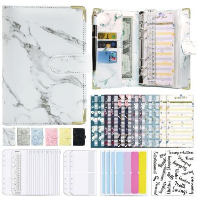 China Spiral personalized custom notebook cute notebooks ring binder money savings binder a6 marble color budget binder with cash envelopes for sale