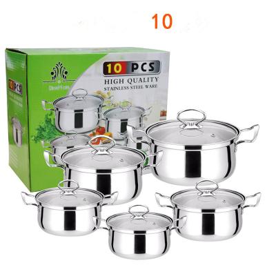 China Sustainable hotsale pot set 10pcs stainless steel cooking pot kitchen utensils kitchen accessories set cookware set for sale