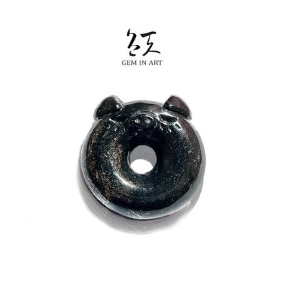 China FASHIONABLE Dangling Luxury Amulet Charm Bracelet Ring Necklace Bracelet Donut Piglet Jade Blackgold Burma Lucky Charm talsiman for sale