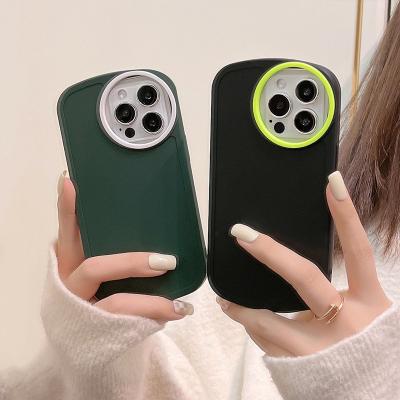 China Latest Round Shape Camera Hot Cute Cartoon Solid Color Shockproof Soft Silicon Phone Case For iphone X xr xs 11 12 13 pro max for sale