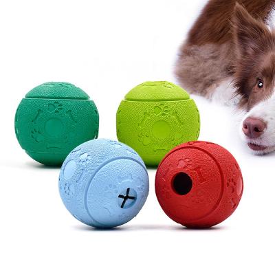 China Sustainable Pet Food Dispenser Treat Dog Feeder Rubber Ball Toy for sale