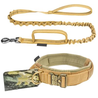 China Padded Adjustable Nylon Military Buckle Heavy Duty Tactical Training Metal Dog Collar and Leash for sale