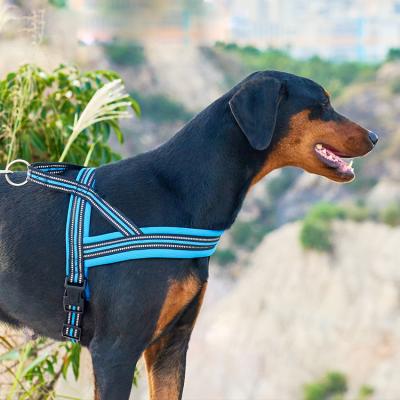 China Custom Logo No Pull Outdoor Training Padded Hiking Reflective Adjustable Dog Harness for sale