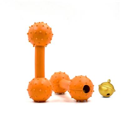 China Viable Interactive Rubber Dental Dumbbell Bells Dog and Puppy Eraser Training Toy for sale