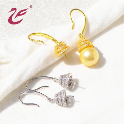 China Various fashion styles for choose wholesale custom 925 sterling silver hooks yellow gold plated earring for diy pearl earrings making for sale