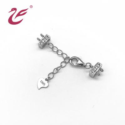 China Various fashion styles for select custom logo 925 sterling silver lobster zircon clasp with blanks tags used for diy chain bracelet necklace jewelry making for sale