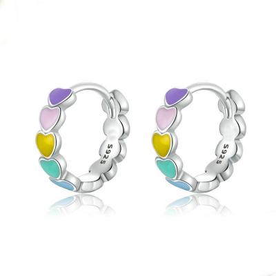 China TRENDY 925 Sterling Silver Fashion Colorful Heart Jewelry Set Gold Earrings Necklace Bracelet Resin Jewelry Enamel Bridal Sets for sale