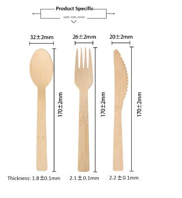 China Sustainable Eco-Friendly Wholesale Disposable Travel Knife Airline Spoon Real Bamboo Cutlery Set With Paper Bag Napkin for sale