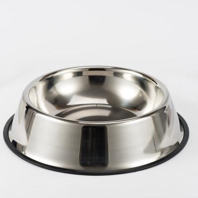 China Wholesale Stocked With Rubber Base Dog Bowl Stainless Steel Pet Food Bowl Dish Non-Slip Pet Drinking Bowls for sale