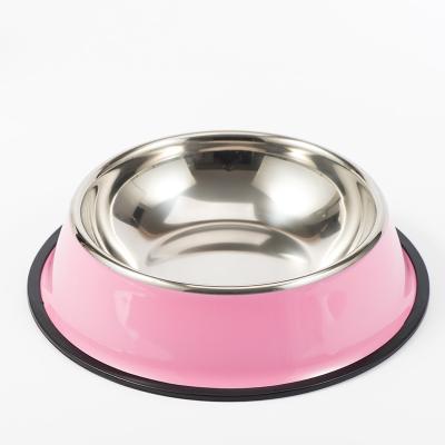 China Low MOQ Colors OEM Multiple Conductive Stainless Steel Pet Dog Bowl Stocked Wholesale Dog Food Bowl for sale