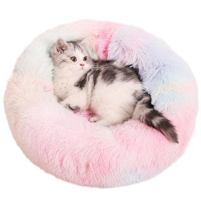 China Wholesale Breathable Round Luxury Waterproof Memory Foam Cute Soft Plush Faux Fur Cat Bed Dog Bed Pet Bed for sale