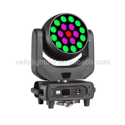 China High Power RGBW 30W*19pcs LED Wash Super Zoom Moving Head Vello TW Brightnes Indoor Stage Light (XP1930 4in1) for sale