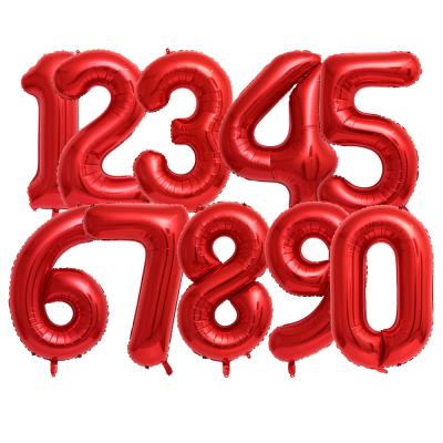 China Letter Foil Balloons 40 inch Red Happy Birthday Metallic Gold Number Foil Balloon for Birthday Party Decoration Wedding globos stage supplies for sale