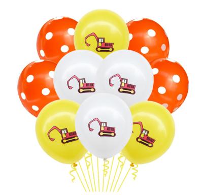 China Lovely 10Pcs 12inch Birthday Confetti Balloons Engineering Party Decoration Globos Construction Excavator Latex Balloon Theme Set for sale