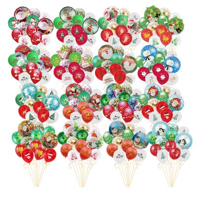 China Wholesale 10pcs Christmas Foil Balloon Confetti Printed Christmas Latex Balloon Set for Xmas Party Decorations for sale