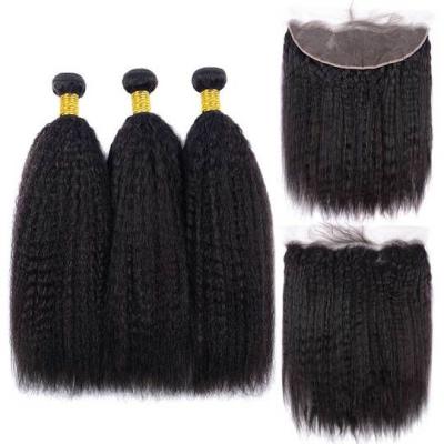 China Wholesale 100% CURLY STRAIGHT Afro Extensive Curly Straight Hair Bundles With 13*4 Lace Up Headband For Women on sale, first come, first service for sale