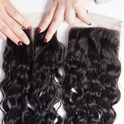 China Free Sample 100% Brazilian Water Wave/Peruvian Hair 4x4 Water Wave Lace Closure Certain Number Left For Sale, First Coming, First Service for sale