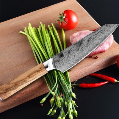 China Viable 67 Layer Damascus Kitchen Knife With Japanese Damacsue AUS-10V Steel Core for sale