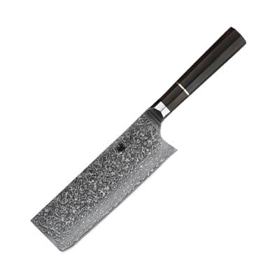 China Sustainable Damascus Cleaver Knife 7 Inch With Ebony Wood Handle In 67 Layers Of VG-10 Steel for sale