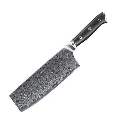 China Durable 67 Layer VG10 Damascus Small Cleaver Knife With 3 Rivets for sale