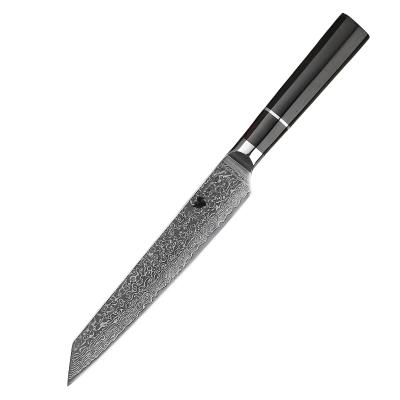 China Sharp Kitchen Set Of Sustainable Custom Durable VG10 Damascus Fixed Blade Slicing Knife for sale