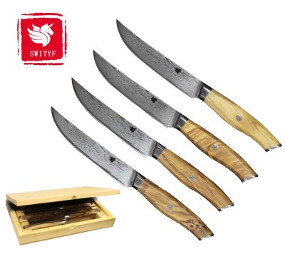 China Sustainable High Quality Wooden Handle Steak Knife Set Of 4 Pieces / 6 Pieces Steak Knives for sale