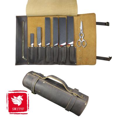 China Stocked Exquisite Workmanship Knife Bags With A Ready To Ship Chef Leather Knife Bag for sale