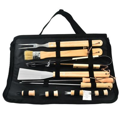 China YiHai 6Pcs Easily Cleaned Grill Tool Kit, Stainless Steel BBQ Tool Kit with Portable Tool Kit Hardwood Case BBQ Utensils for Outdoor BBQ for sale