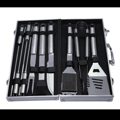 China YiHai 10Pcs Easily Cleaned Grill Tool Kit, Stainless Steel BBQ Tool Kit With Case Portable BBQ Utensils Tool Kit With Case For Outdoor for sale