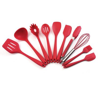 China Sustainable YiHai Kitchen Tools Cooking Kitchen Utensil Set Silicone And Wooden Utensils Sets Nylon And Stainless Steel 12 Pcs Utensils Red for sale