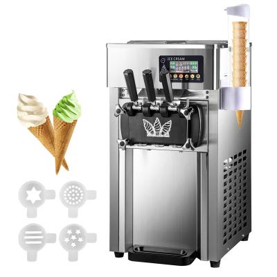 China Snack Factory Ice Cream Maker Machine 2+1 Flavor Countertop Soft Serve Machine Soft Ice Cream Machine For Restaurants Snack Bars Supermarkets for sale