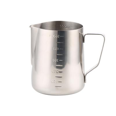 China 304 Stainless Steel Touch Point Milk Pot Coffee Latte Foam Mug Coffee Pitcher Flared Scale Garland Mug for sale