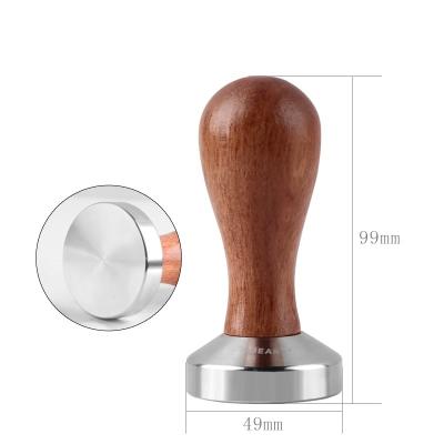 China Removable Wooden Handle Press Coffee Dispenser and Tamper Corrugated/Flat Bottom Coffee Tamper Stainless Steel Base Powder Press for sale