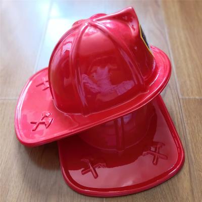 China Red Fire Chief Hats with Blue Shield - Medium Size for sale