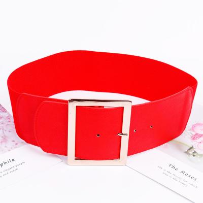 China Wholesale Fashion Casual Ladies High Waist Patent Leather Square Alloy Buckle Women Wide Belt For Dress for sale