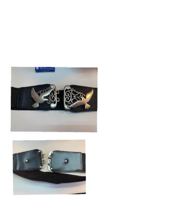 China 2022StretchPu ALLOY Belt Ladies Rhinestone Buckle Bird Metal Buckle Wide Elastic Ladies Dress Waist Chain Belt for sale