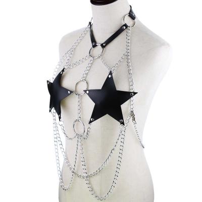 China Wholesale custom sexy five-pointed suspender leisure star chain strap durable popular belt 2021 new design for sale