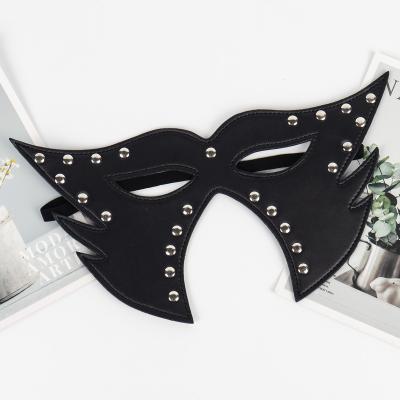 China Hot Cat Eye Mask Party Club Eye Mask PU Rivet SM Game Private Label Games Leather Leather Sexy Bondage Accessories for sale