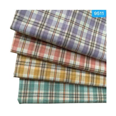 China 100% Organic Fashionable Linen Textile Material Fabric For Cotton Check Shirt Clothing Kids Shirts for sale