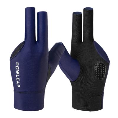 China Manufacturer Customized 2021 Breathable Logo Three Finger Spandex Snooker Left Hand Pool Cue Glove Billiard Gloves for sale